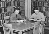 Privates reading in the Post Library