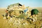 British Land Rover mired in a sebkah north of Abu Hadriya in the Eastern Province of Saudi Arabia on 6 January 1991.
