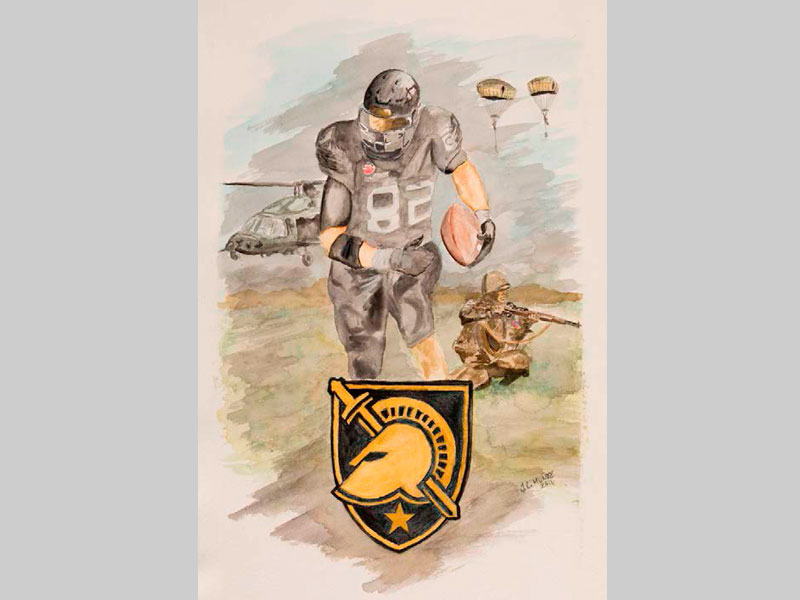 An Army artist drawing/painting.