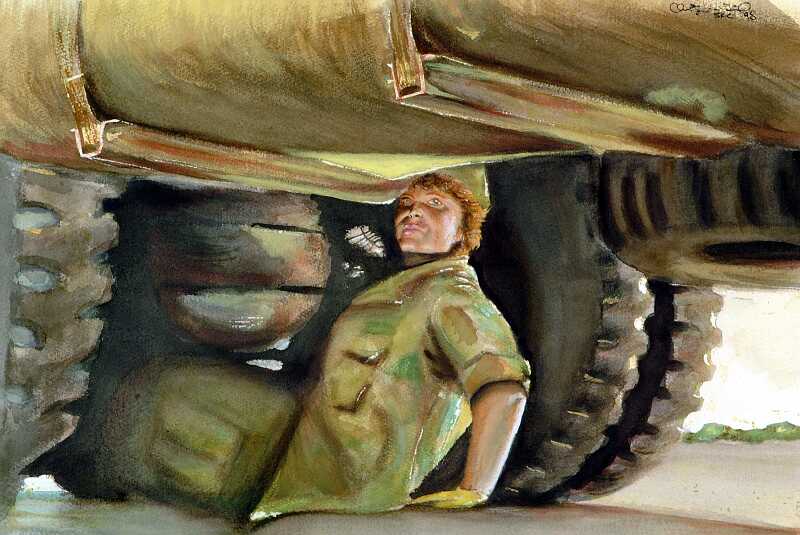 Loading Rail: Pre-Board Inspection - (MTMC San Francisco, CA) 1999 - 18'x24' Watercolor