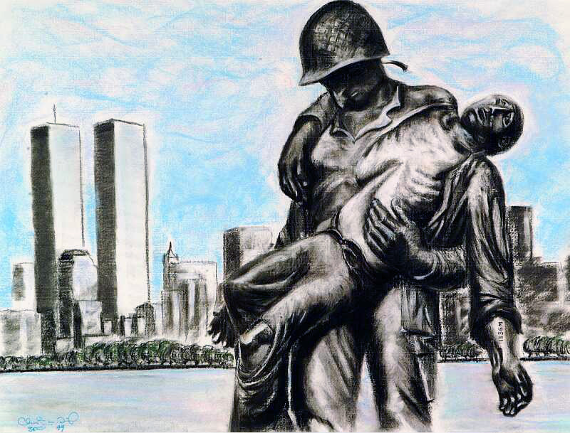 MOTBY Pieta - (MTMC Bayonne, NJ) 1999 - 18'x24' Charcoal/Pastel