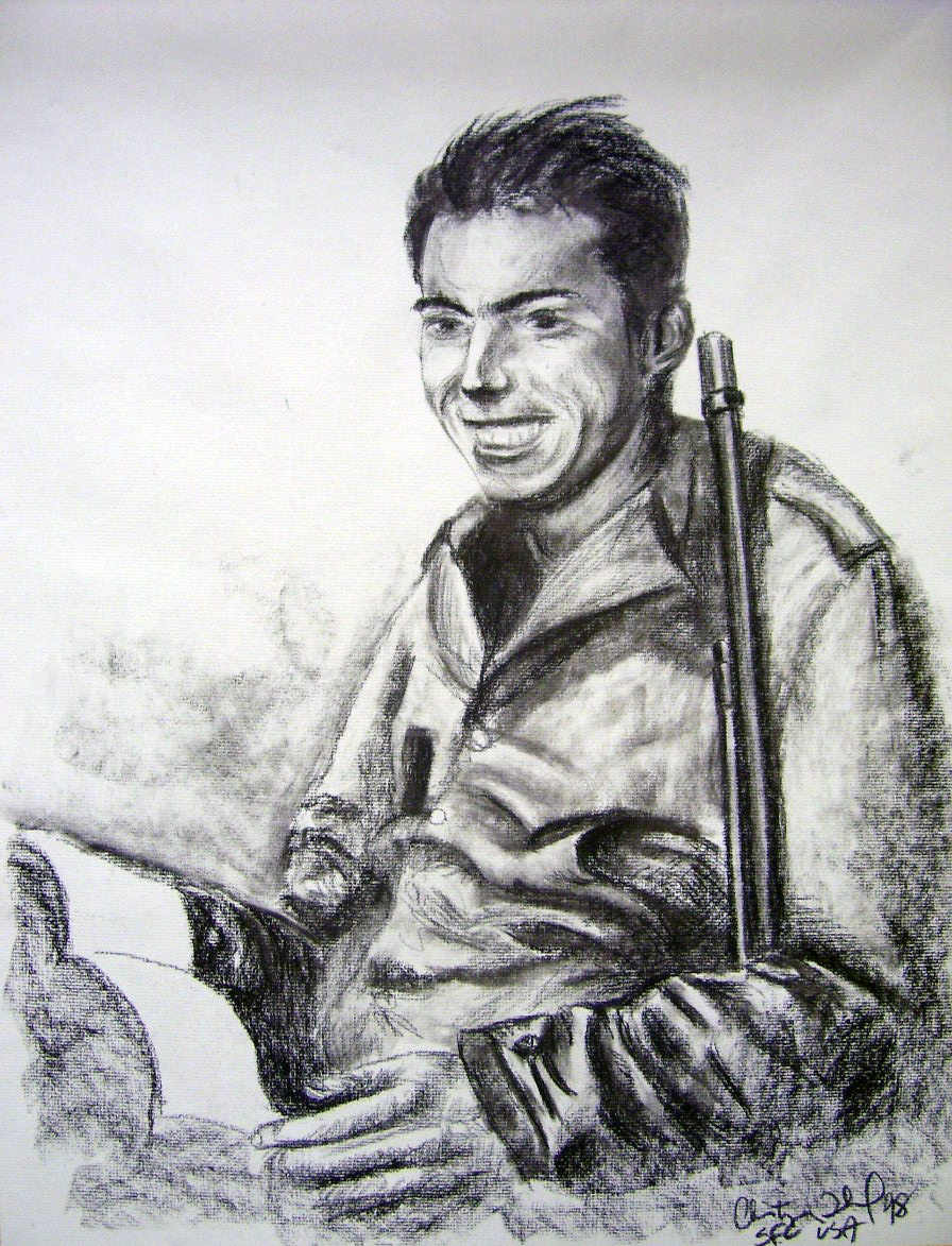 Sgt. F. Curry, MOH - 1999 18'x24' Charcoal