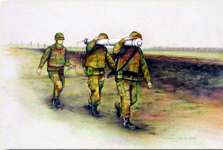 82nd BN Combat Engineers 15 x 24, watercolor and colored pencil