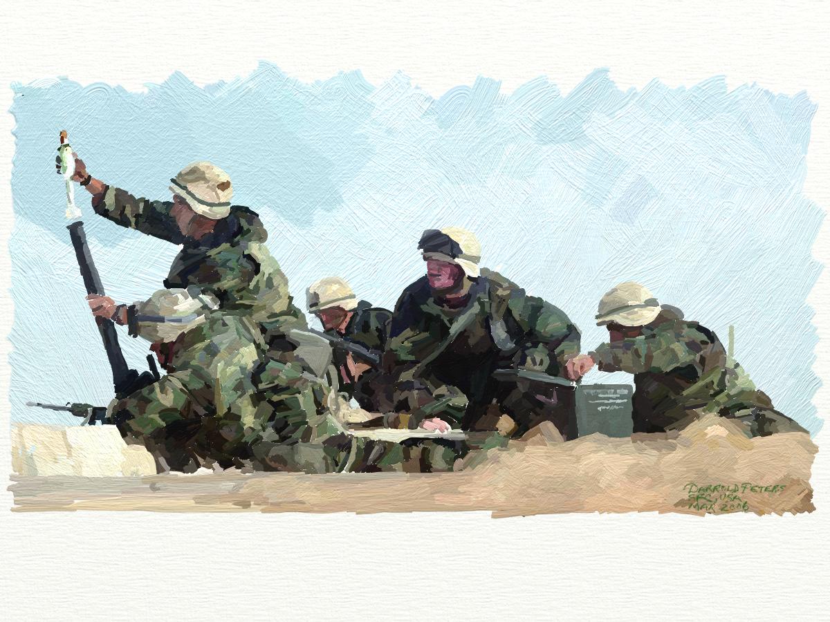 An Army artist drawing/painting.