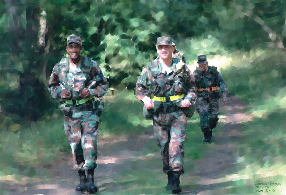 An Army artist drawing/painting.