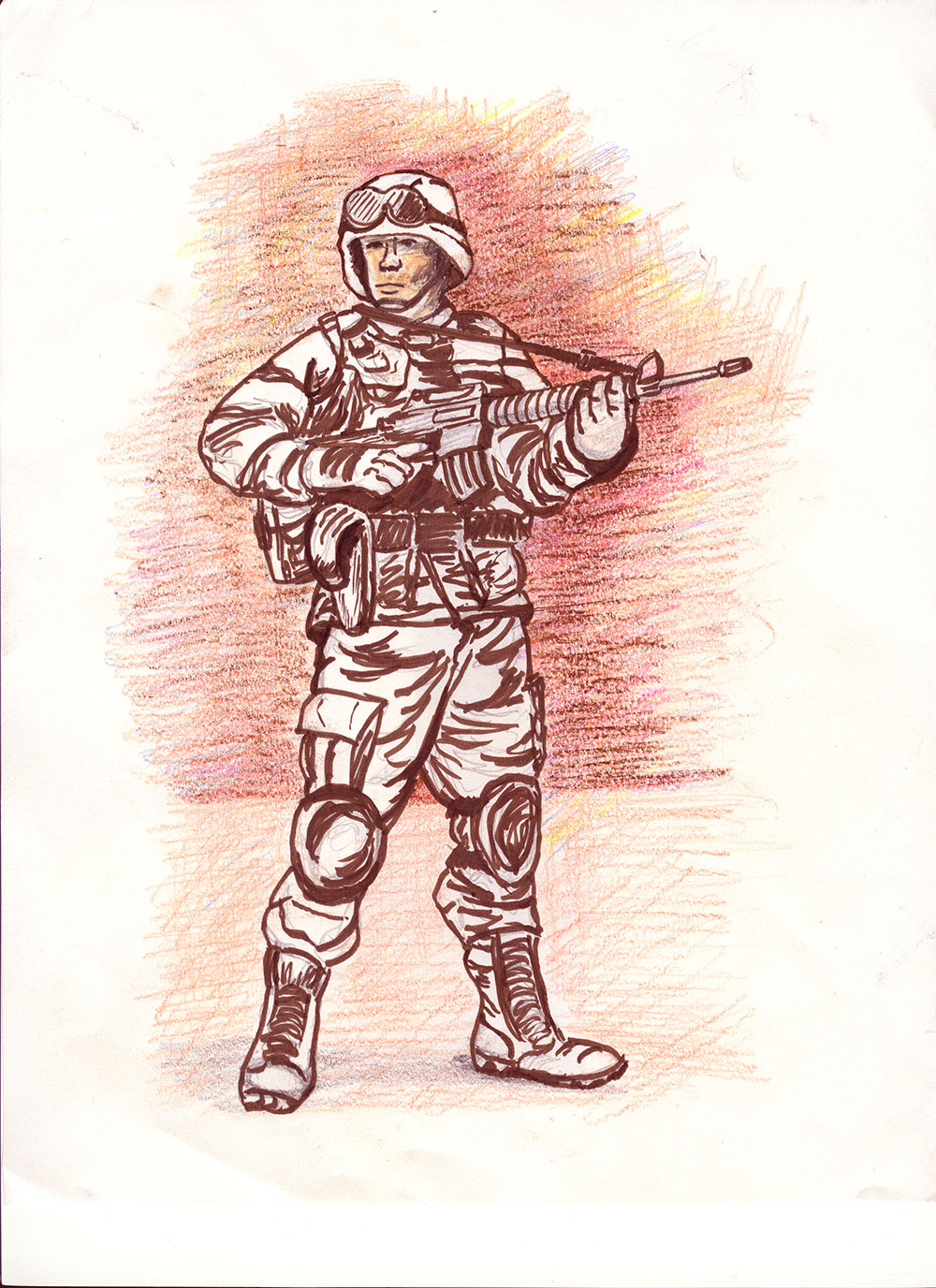 An Army artist drawing/painting.