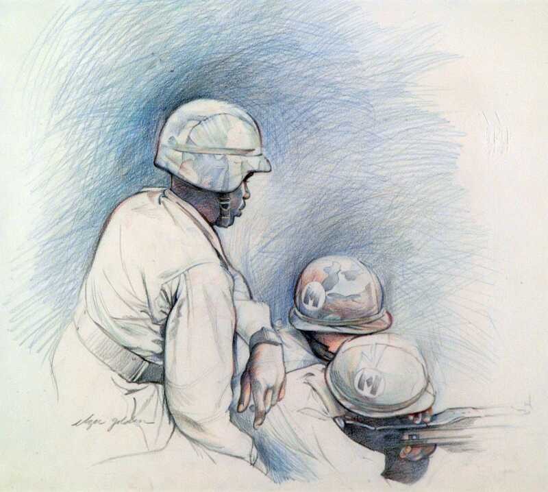 M60 Range Instructor - Colored pencil on paper, 1990