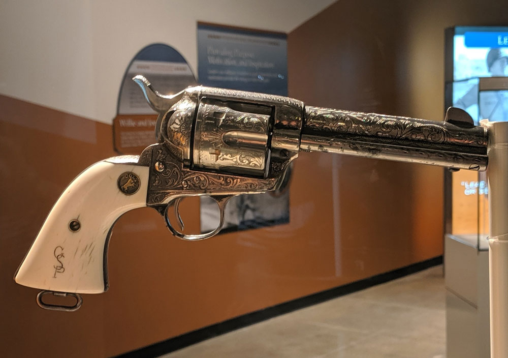 A hand gun museum artifact found inside the General George Patton Museum.