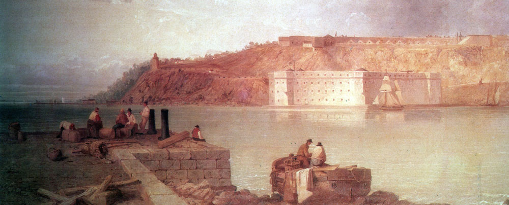 This image is a detail from the painting Forts Tompkins and Wadsworth - New York (1776) part of the The Eastman Forts collection