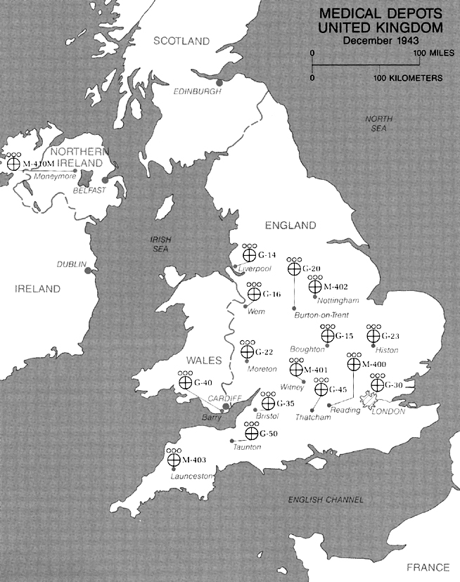 Map:  Map 5-Medical Depots, United Kingdom, December 1943