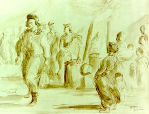 Drawing, Nurses Chow Line